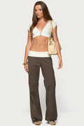 Jolee Contrast Ribbed Foldover Cargo Pants