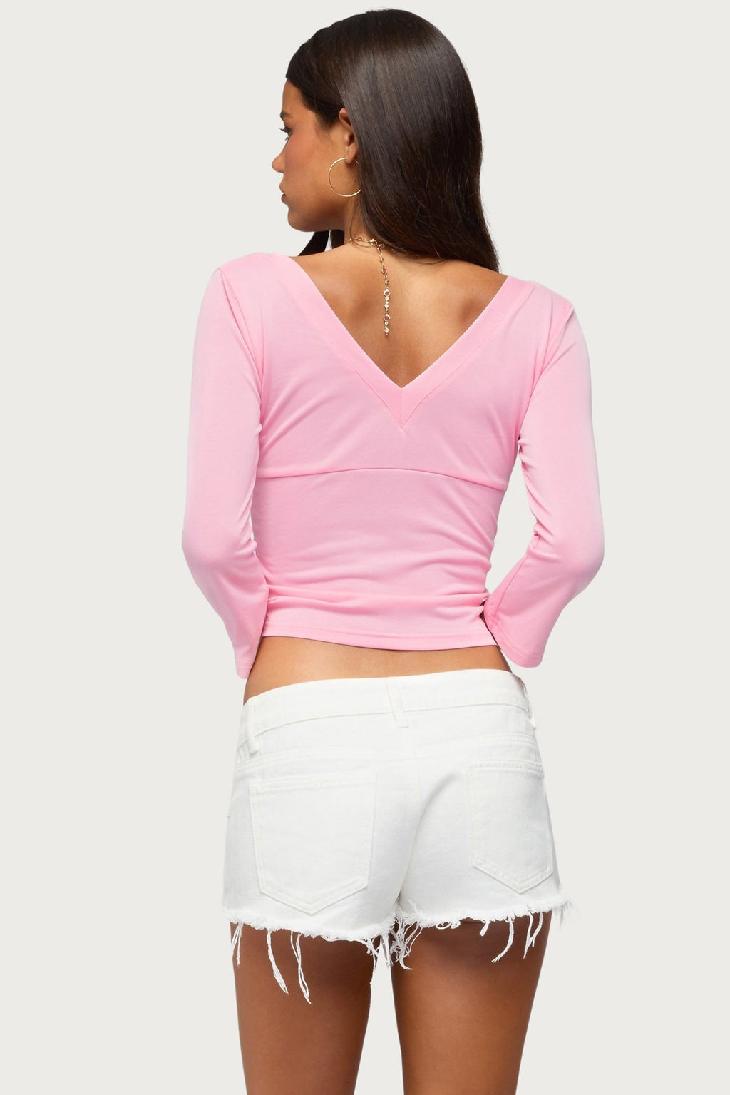 Mar V Neck Three-Quarter Sleeve Top