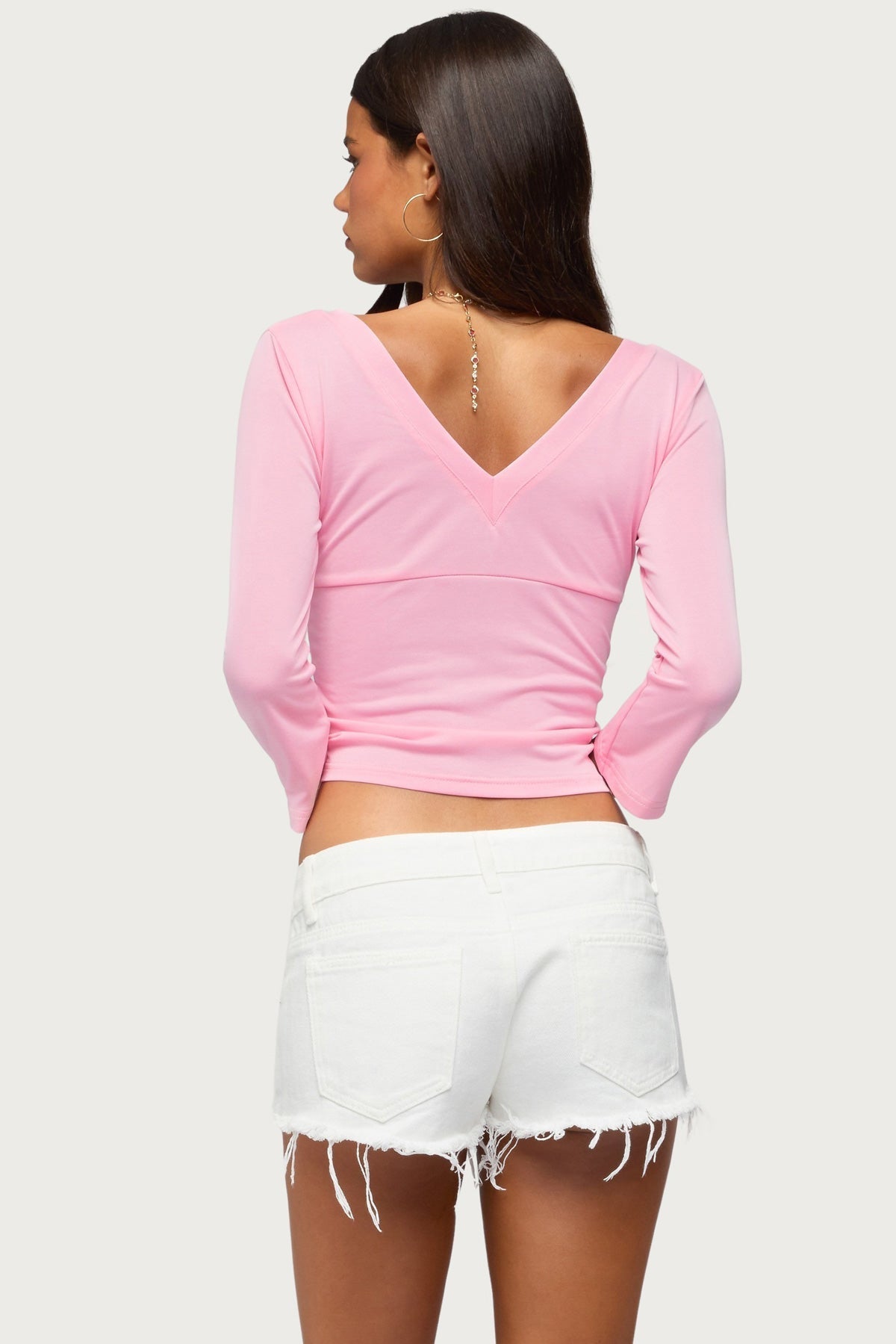 Mar V Neck Three-Quarter Sleeve Top