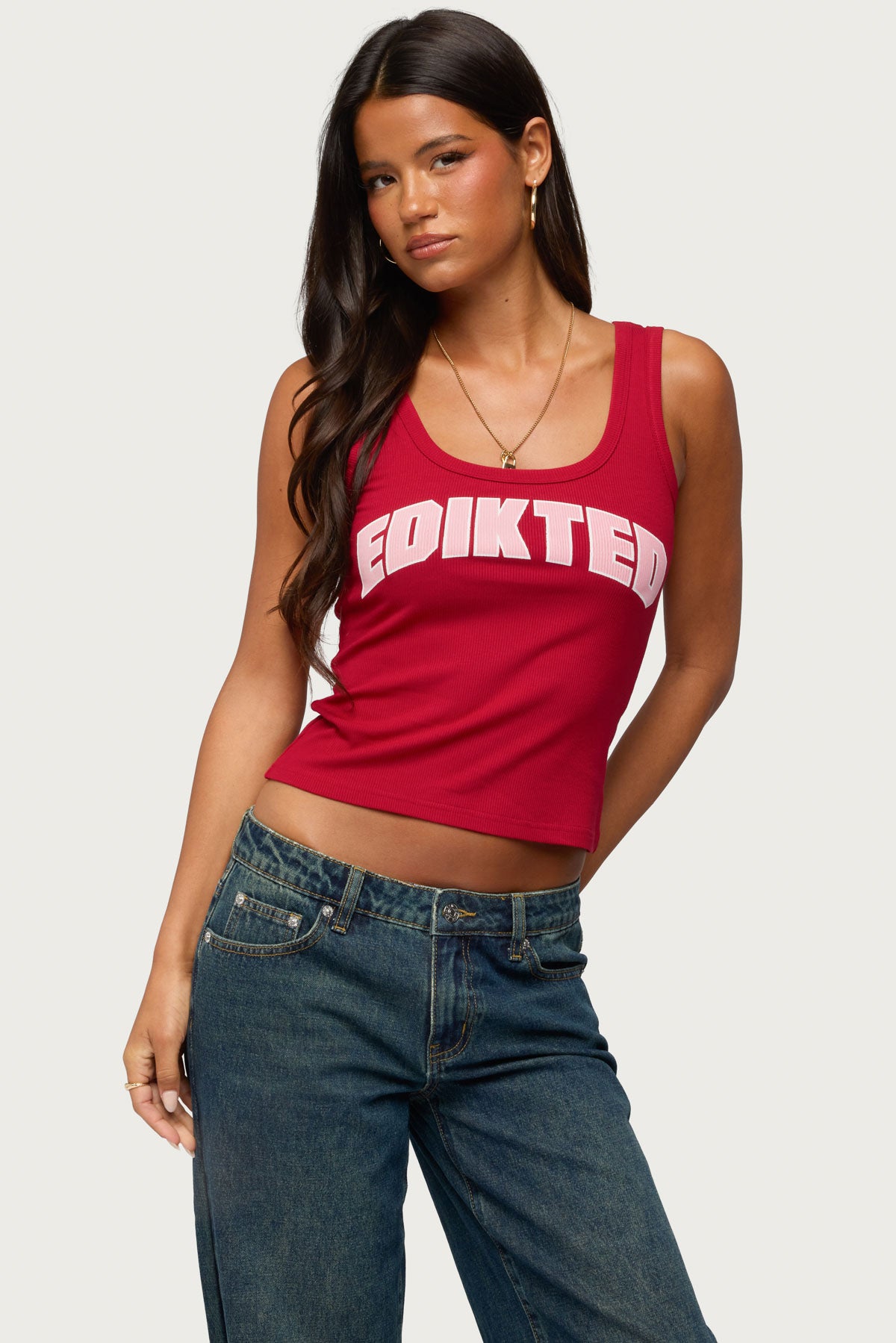 Edikted Girly Ribbed Tank Top