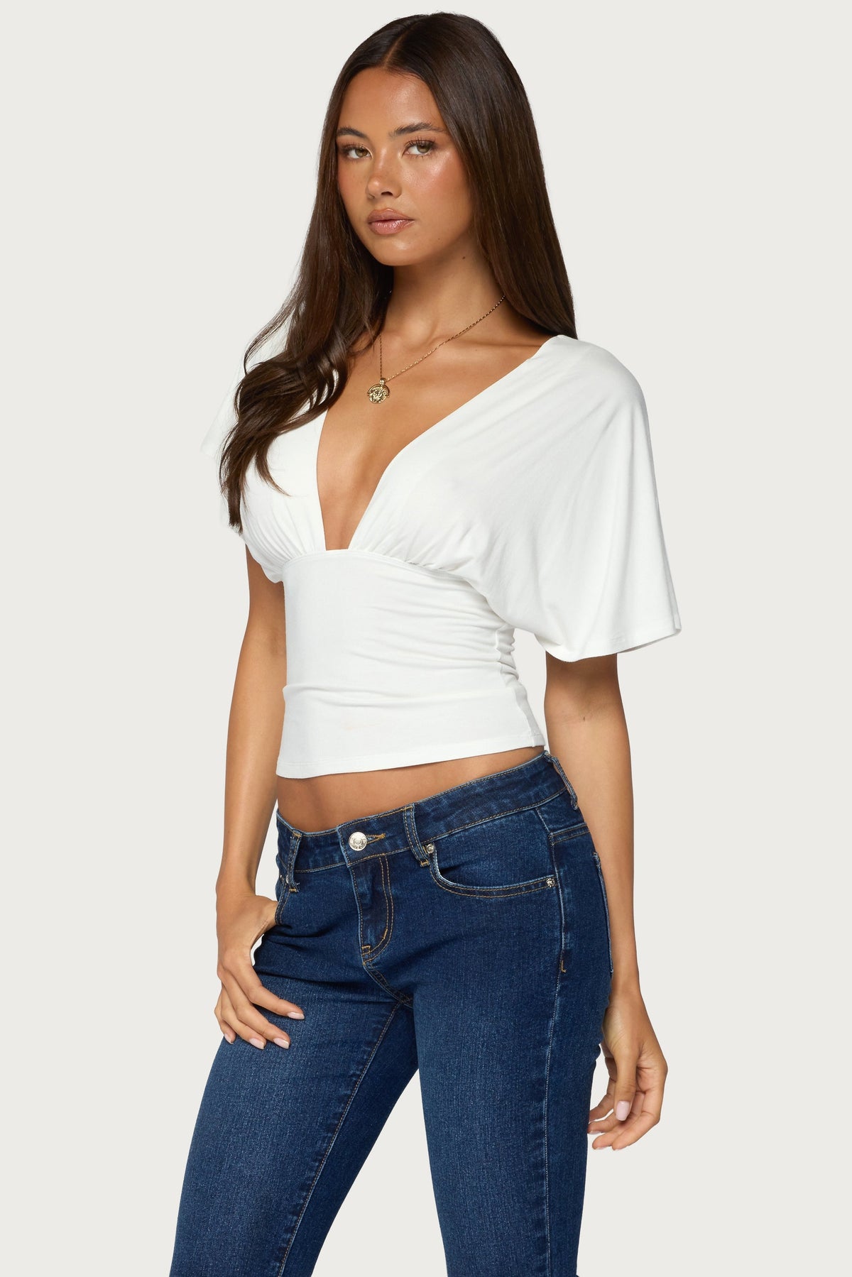 Betee Flutter Plunge Neck Top