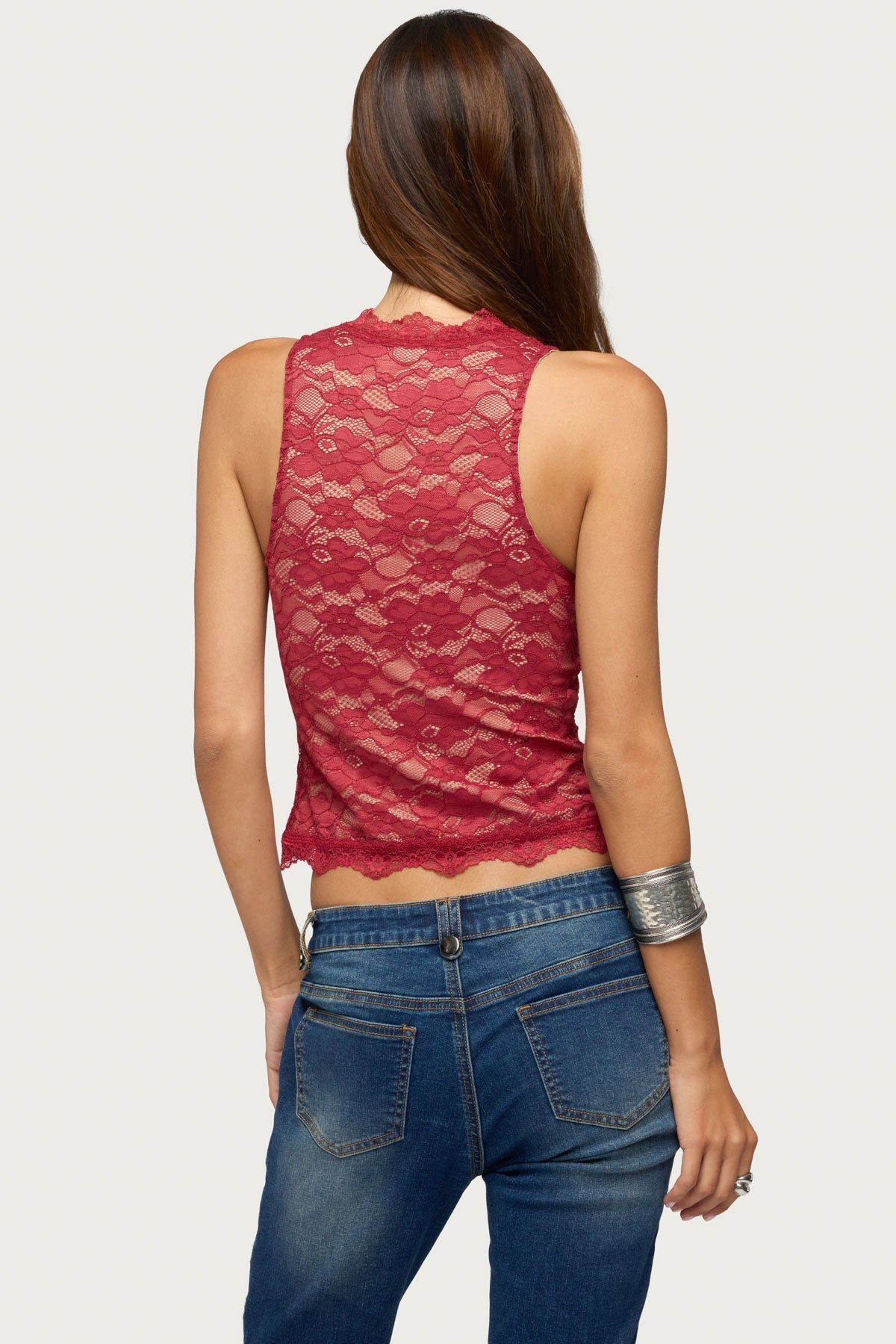 Frieda Keyhole Cutout Lace Top