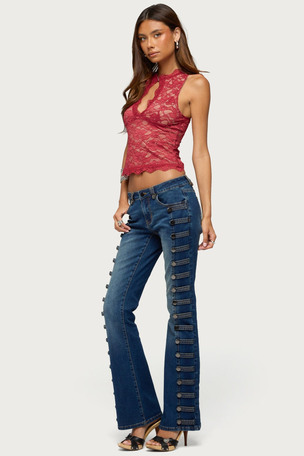 Frieda Keyhole Cutout Lace Top