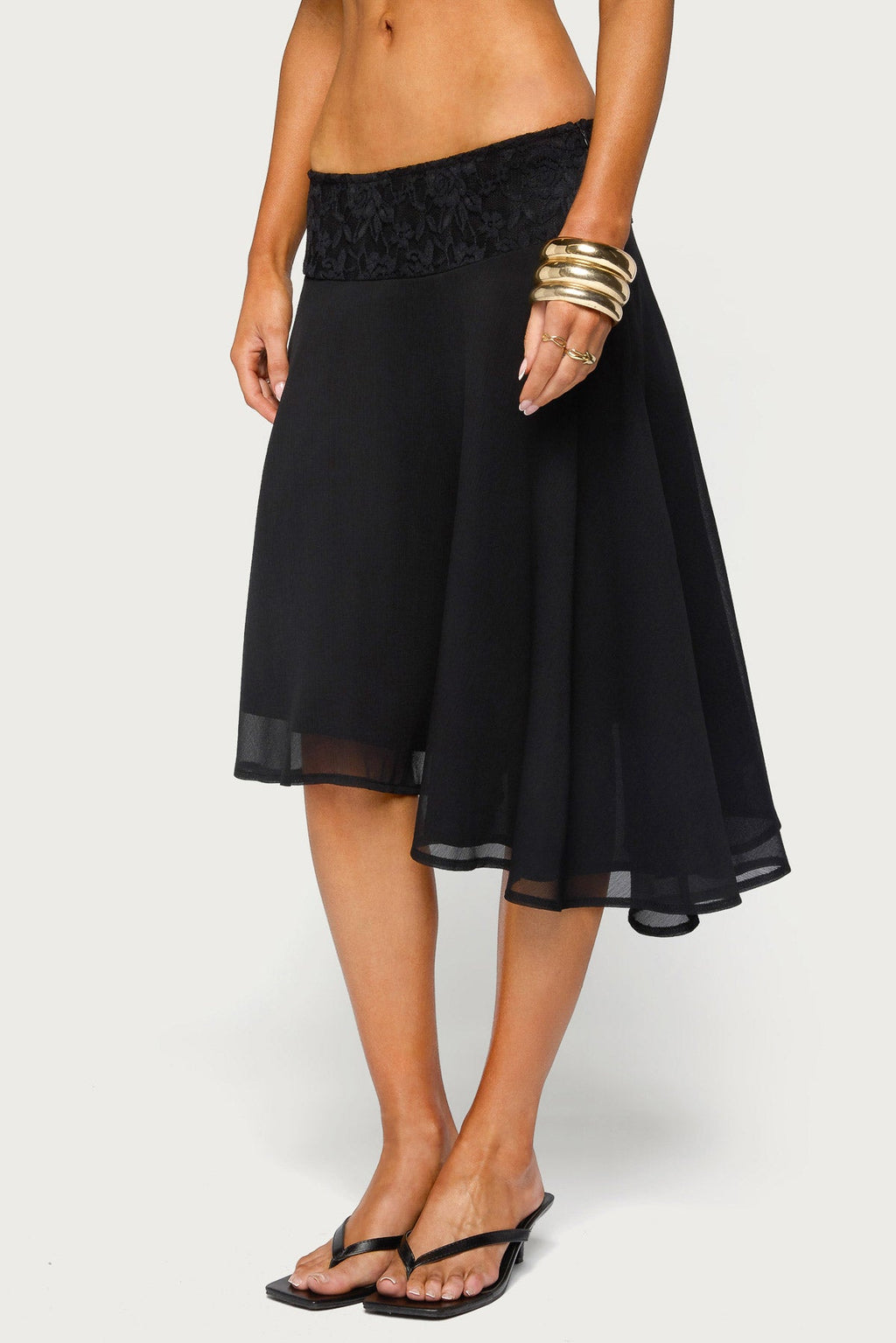 Evia Lacey Asymmetric Midi Skirt