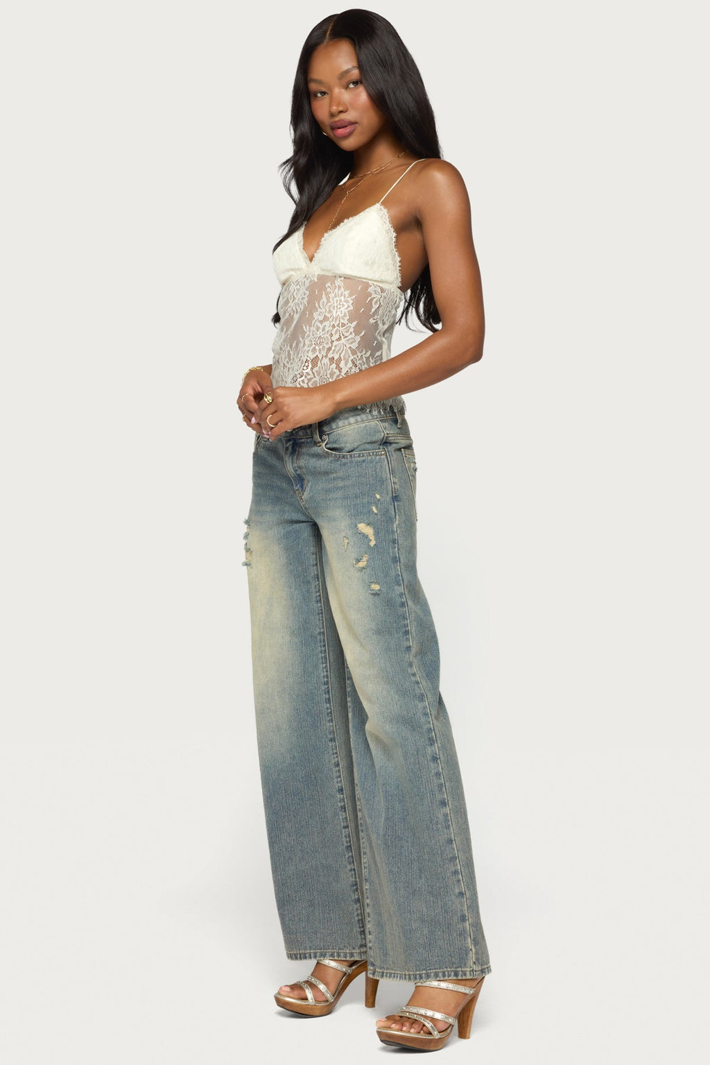 Ottilie Lace & Satin Effect Top