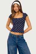 Mookie Square Neck Polka Dot Top
