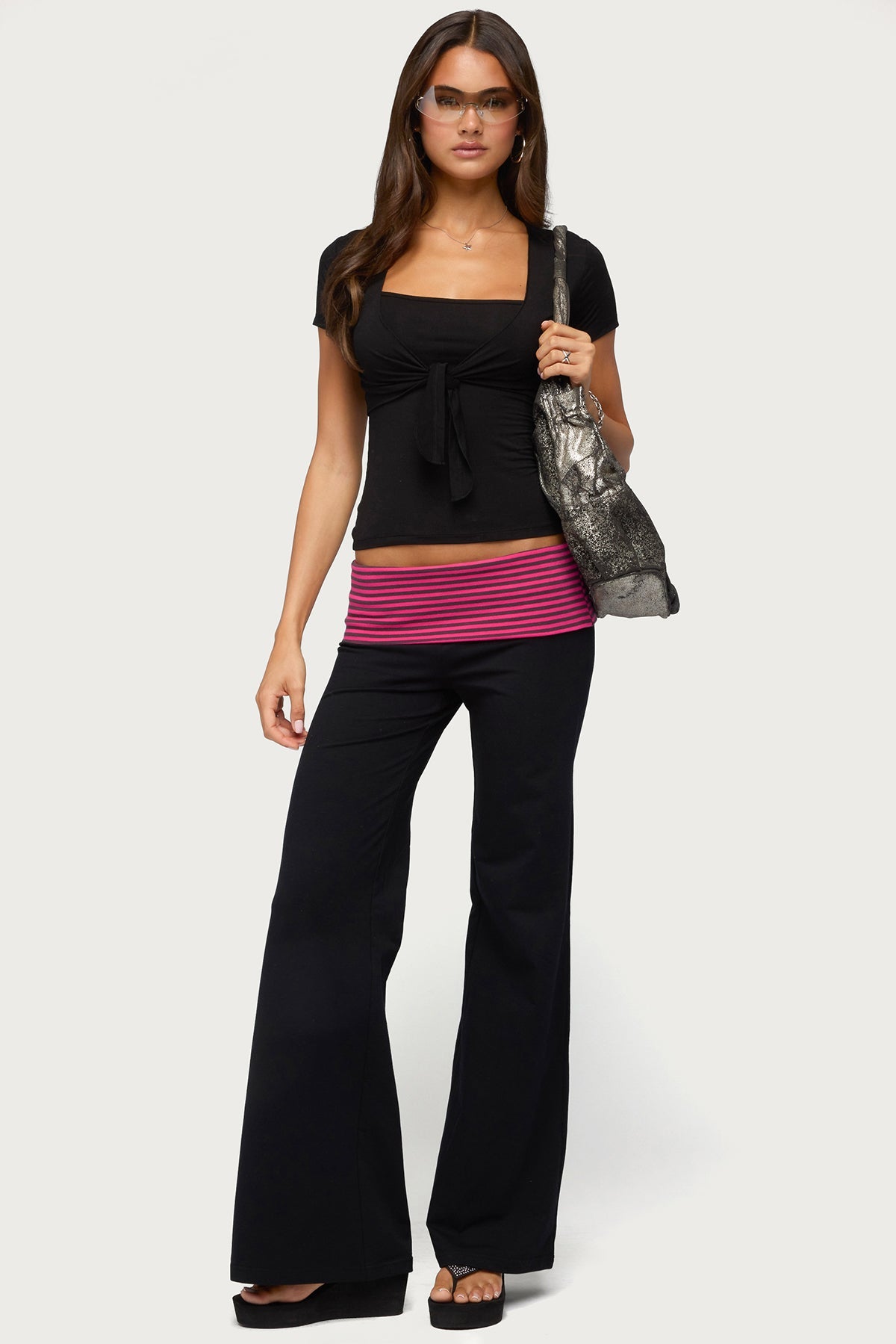 Maci Striped Foldover Pants
