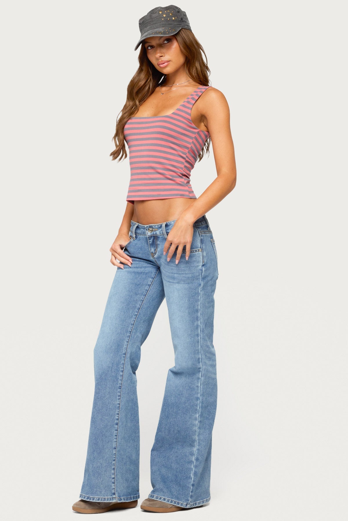 Striped Built In Bra Tank Top