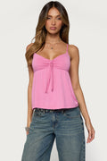 Michey Tie Front Babydoll Tank Top
