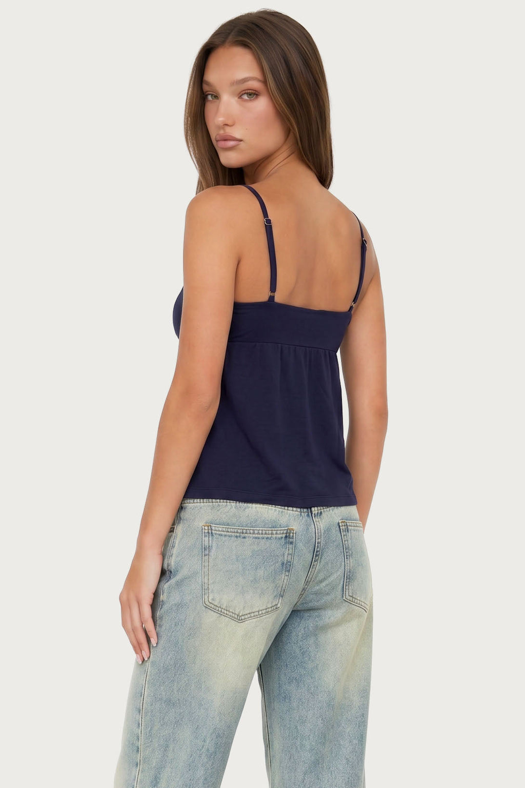 Michey Tie Front Babydoll Tank Top