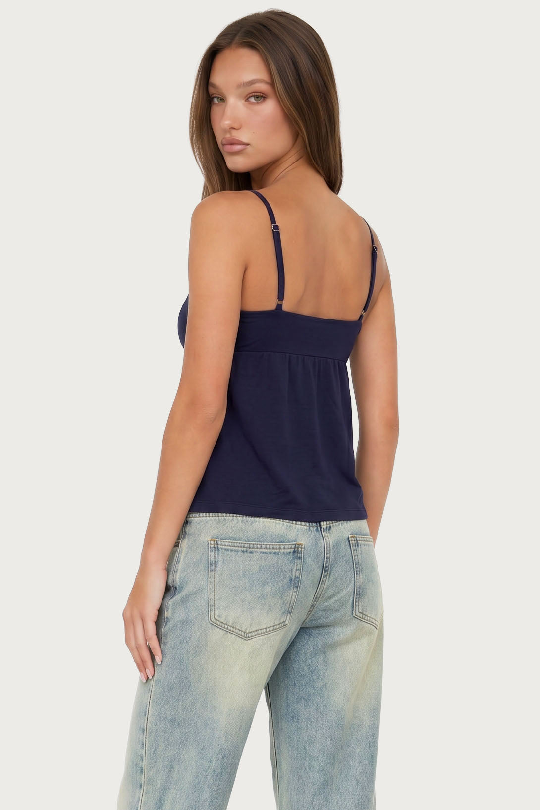 Michey Tie Front Babydoll Tank Top
