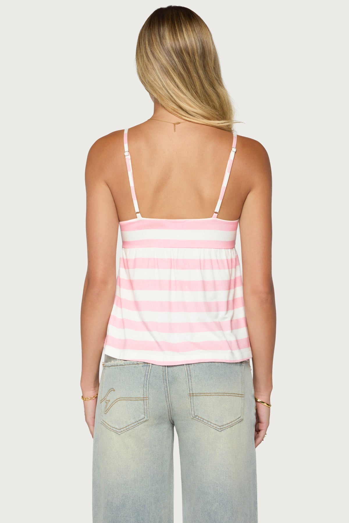 Michey Tie Front Babydoll Tank Top