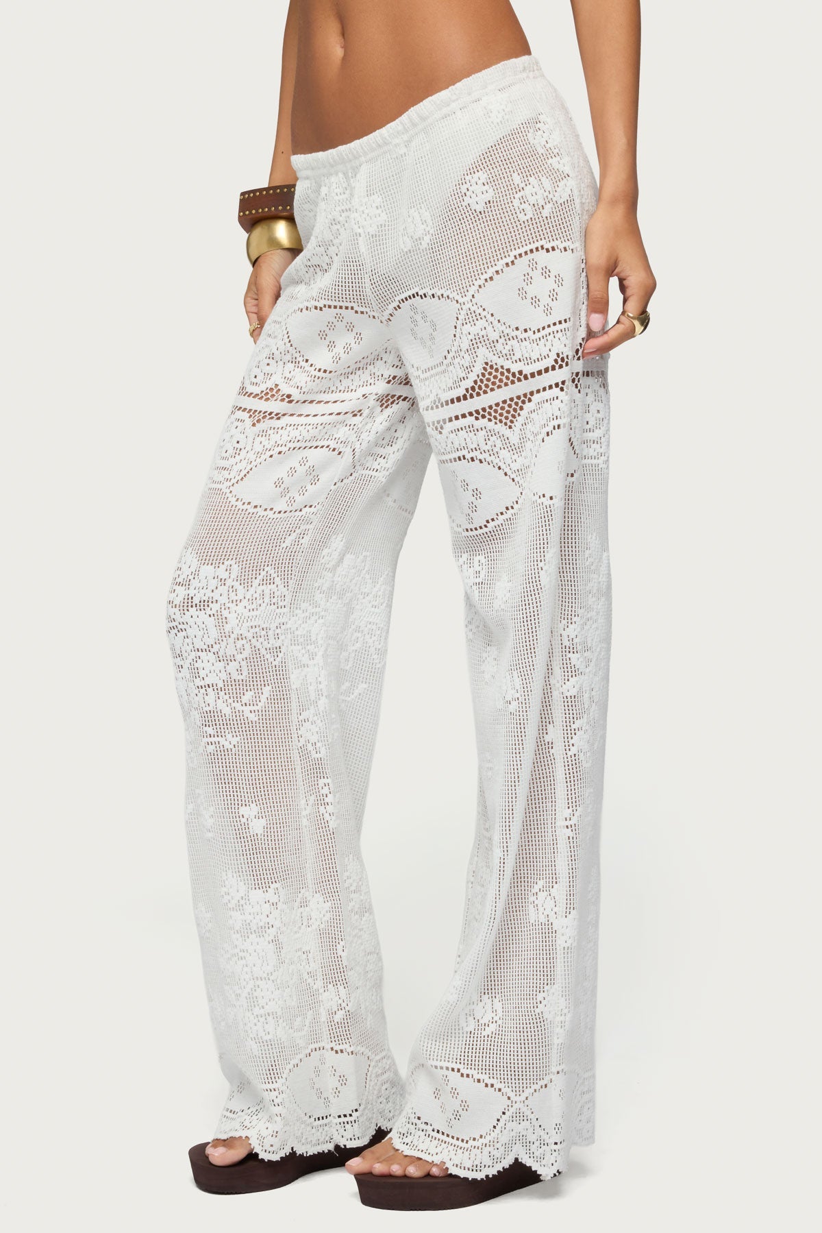Milaya Sheer Crochet Straight Leg Pants