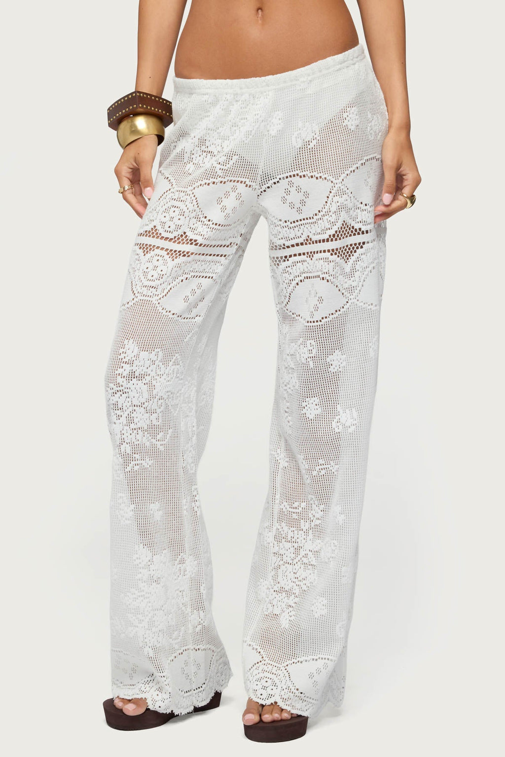 Milaya Sheer Crochet Straight Leg Pants