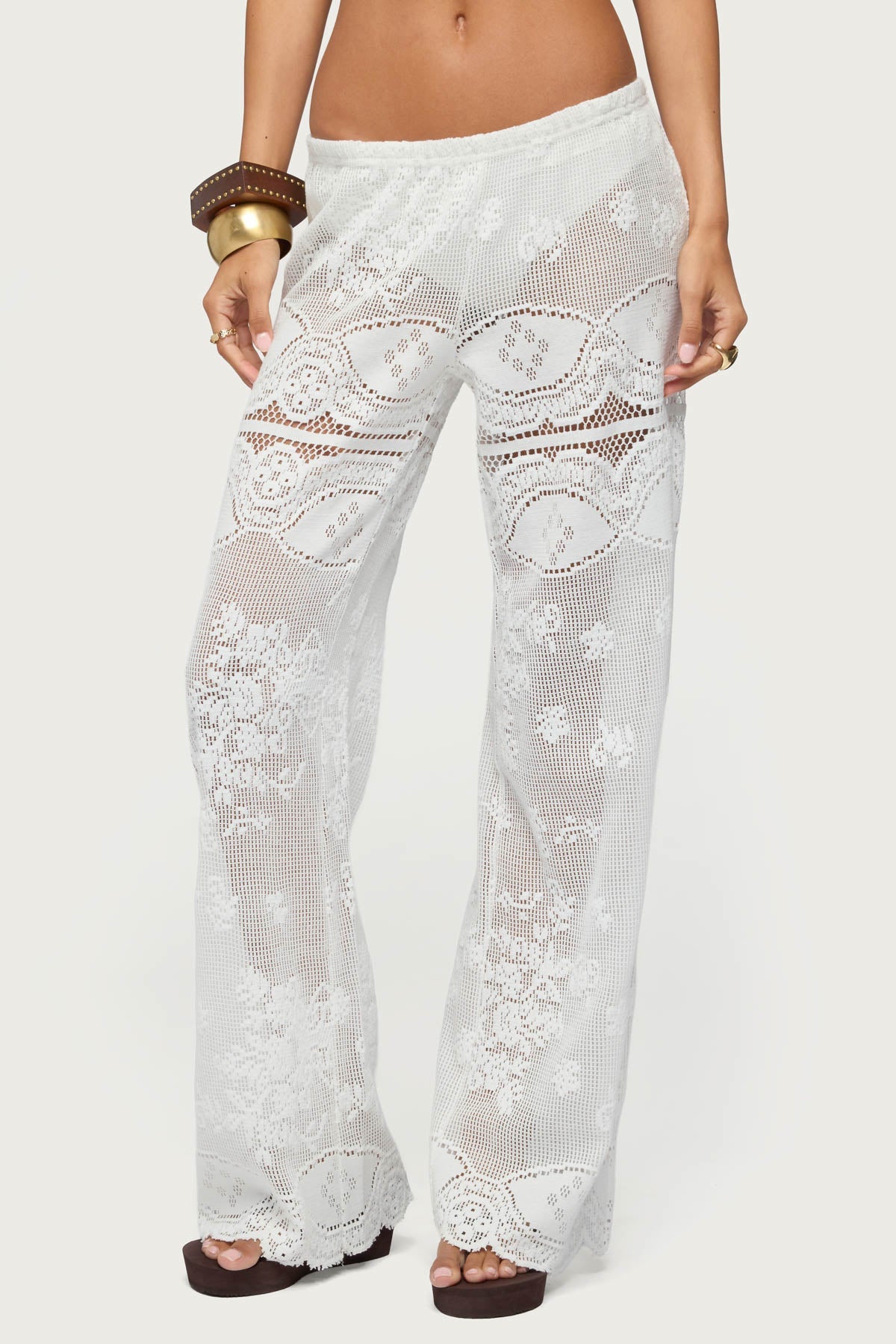 Milaya Sheer Crochet Straight Leg Pants