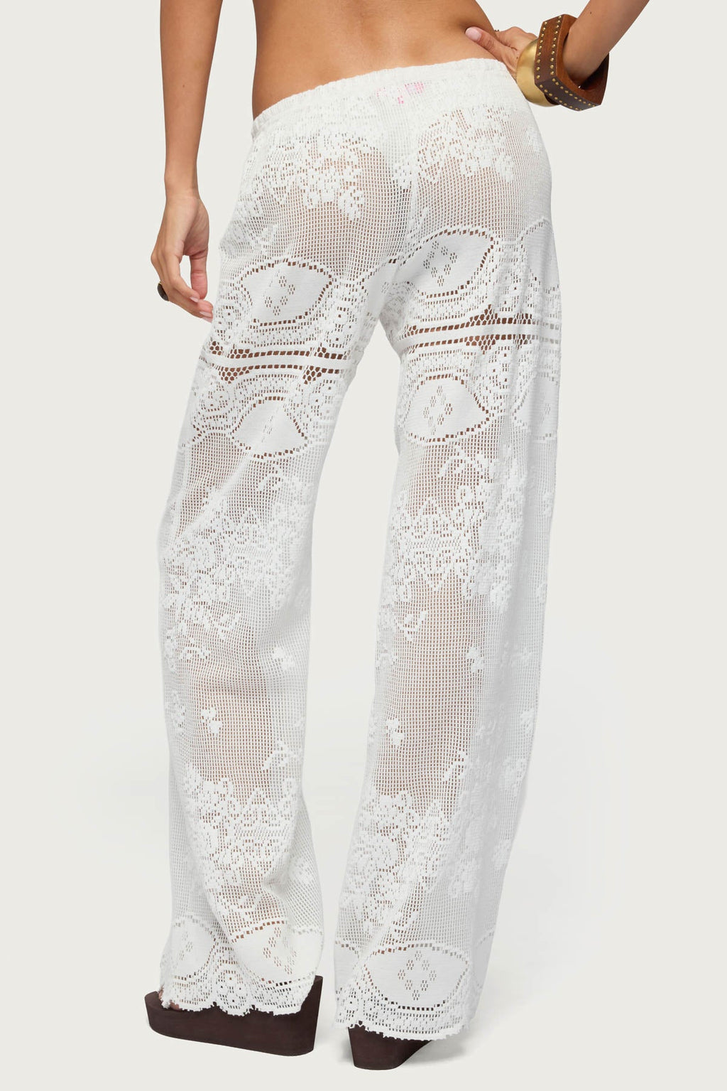 Milaya Sheer Crochet Straight Leg Pants