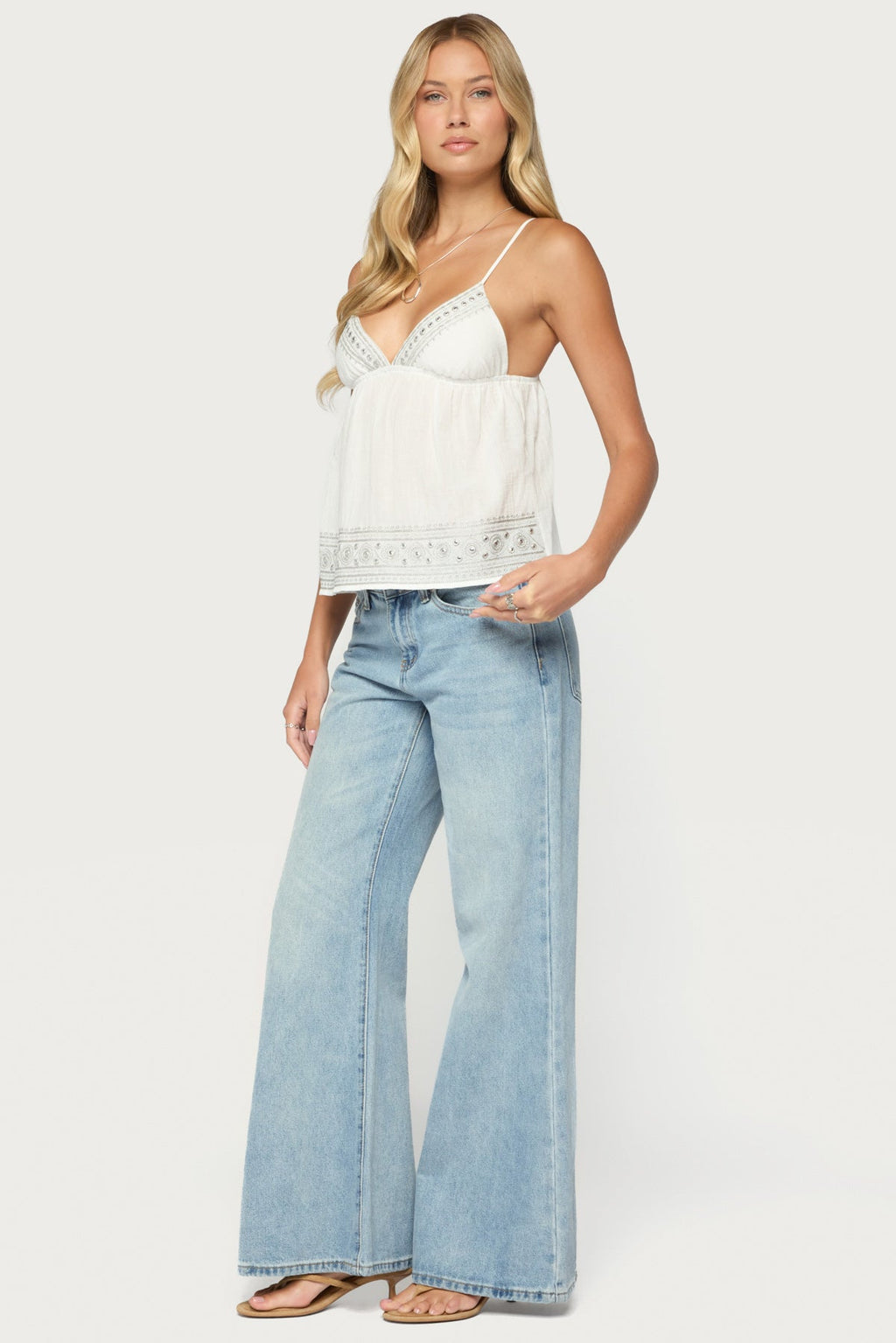 Shilah Embroidered Cotton Babydoll Top
