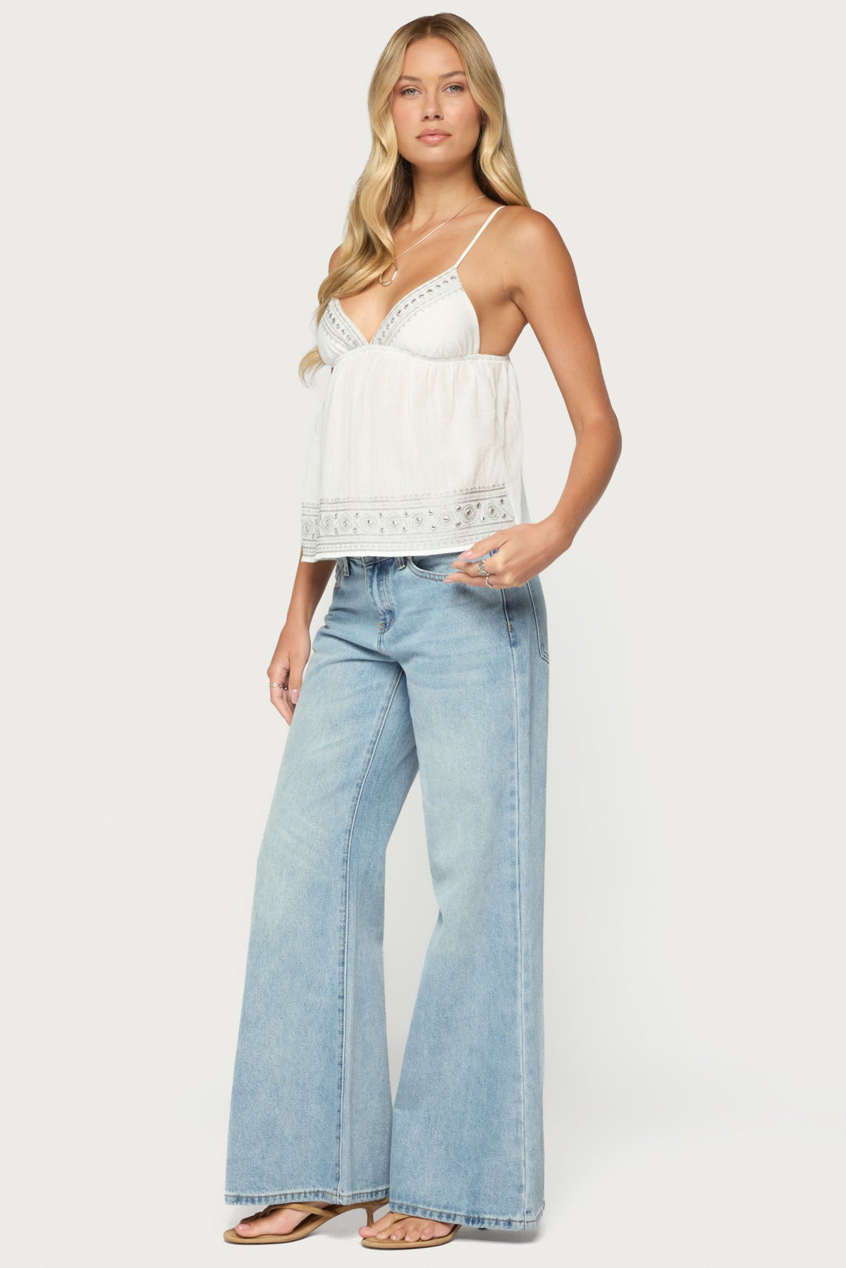 Shilah Embroidered Cotton Babydoll Top