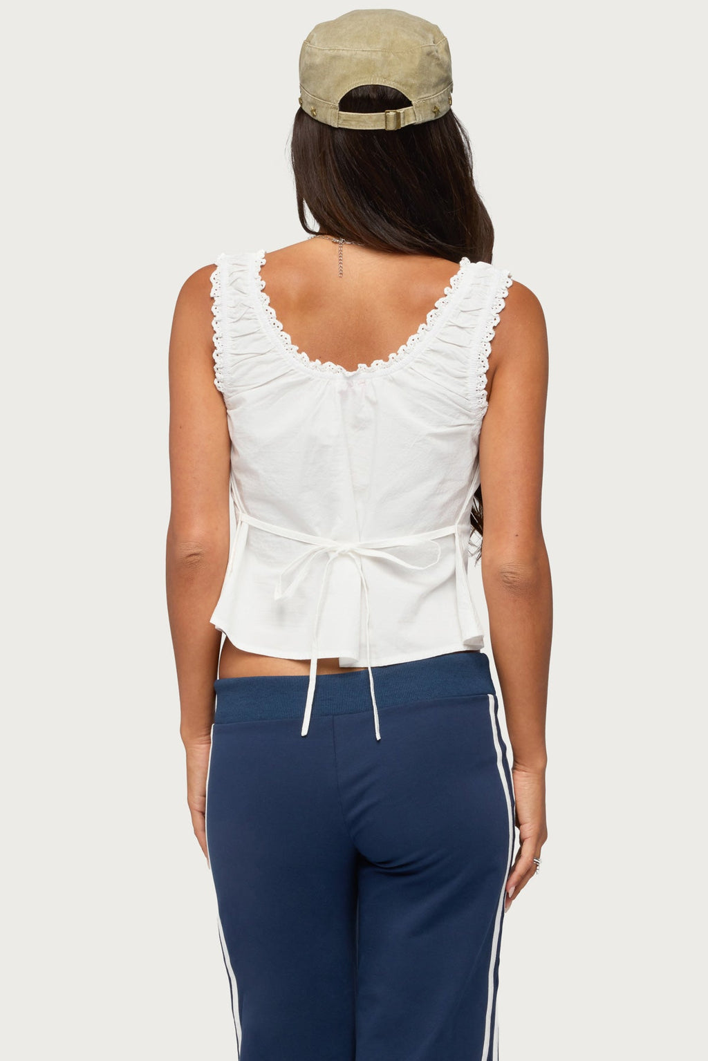 Edyth Tie Front Cotton Tank Top