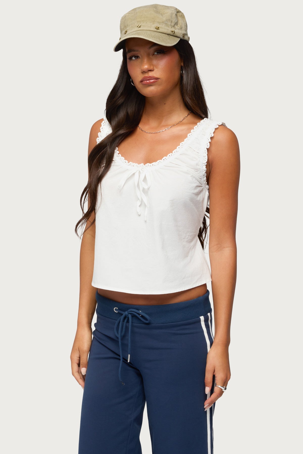 Edyth Tie Front Cotton Tank Top