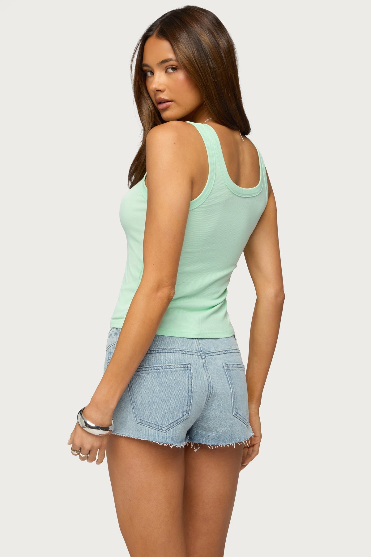 Edikted Star Rhinestone Ribbed Tank Top