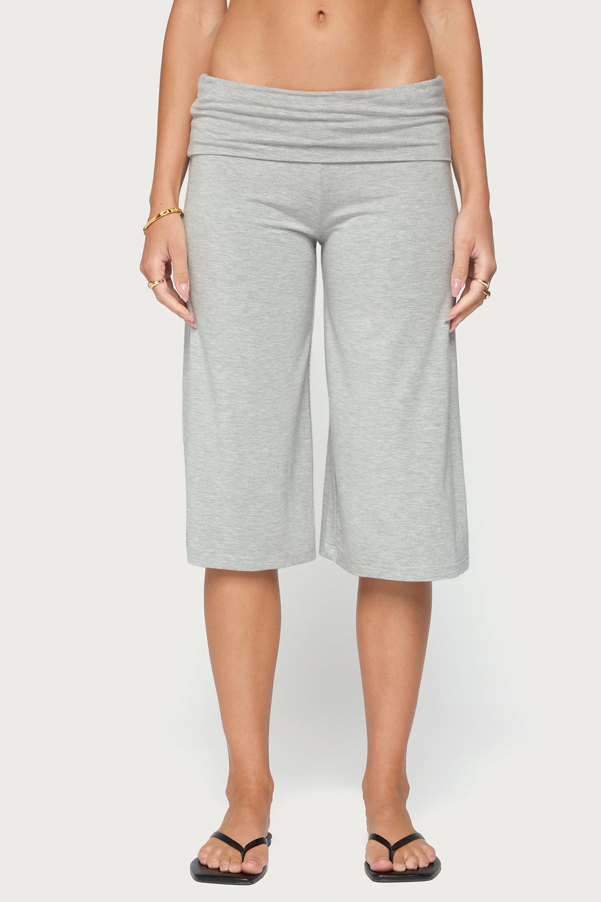 Shirly Wide Leg Foldover Capri Pants