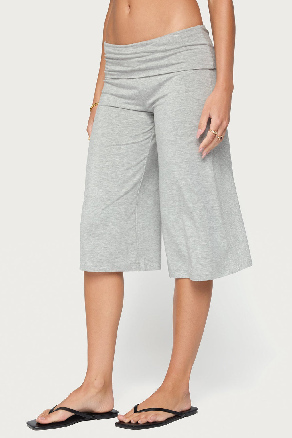 Shirly Wide Leg Foldover Capri Pants