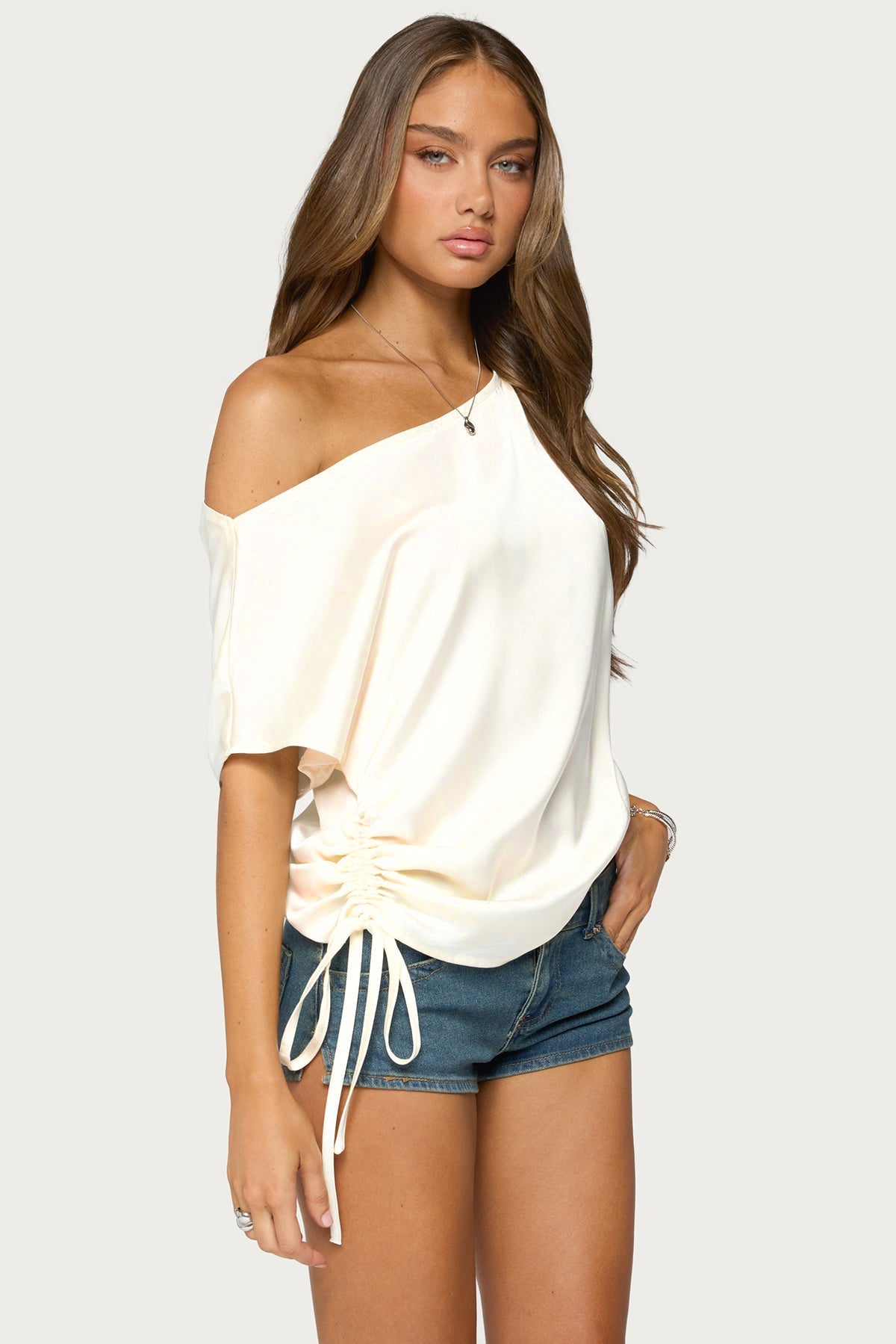 Jori Off Shoulder Satin Effect Top