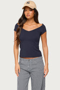 Calie Off Shoulder V Neck Top