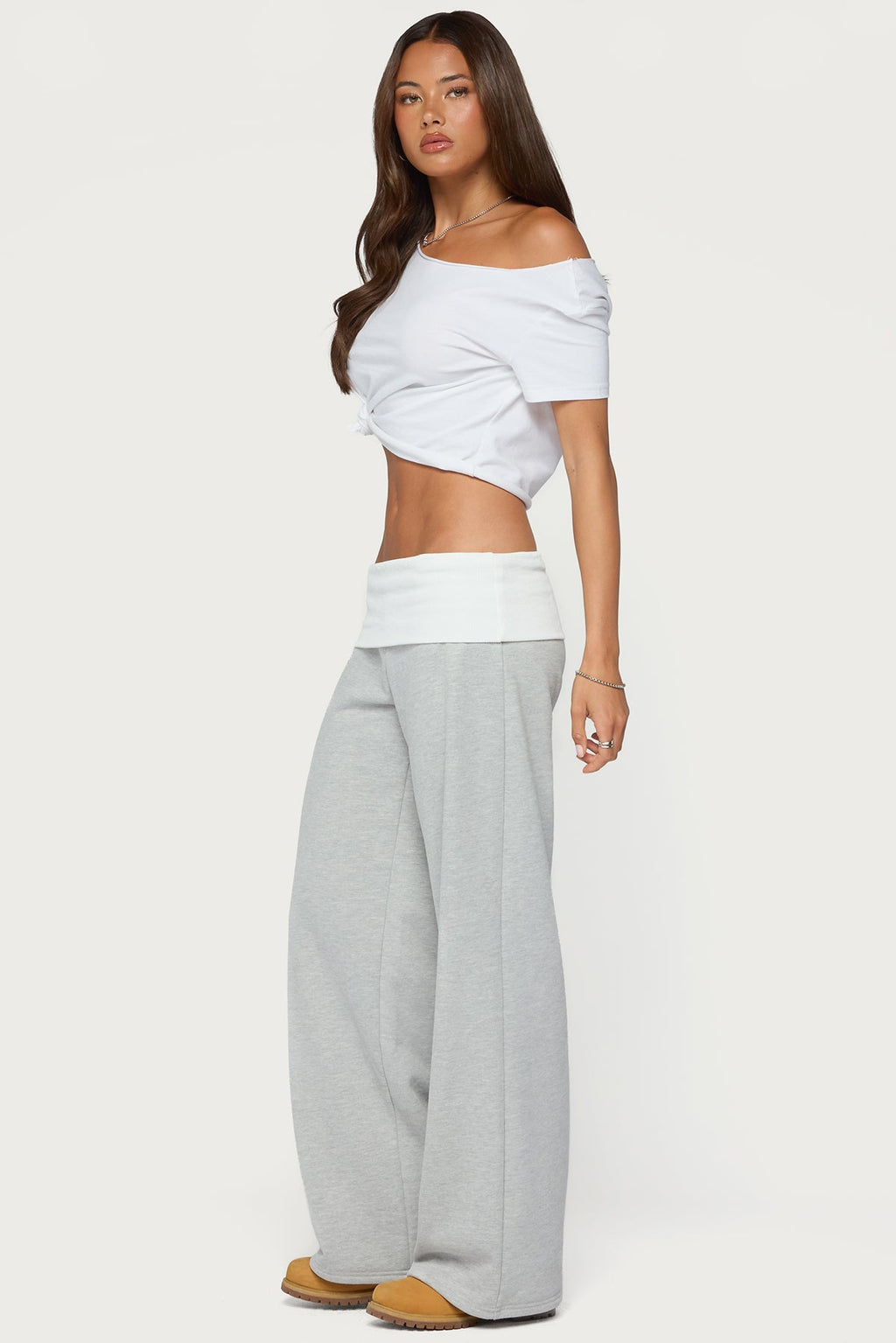 Idha Contrast Foldover Baggy Sweatpants