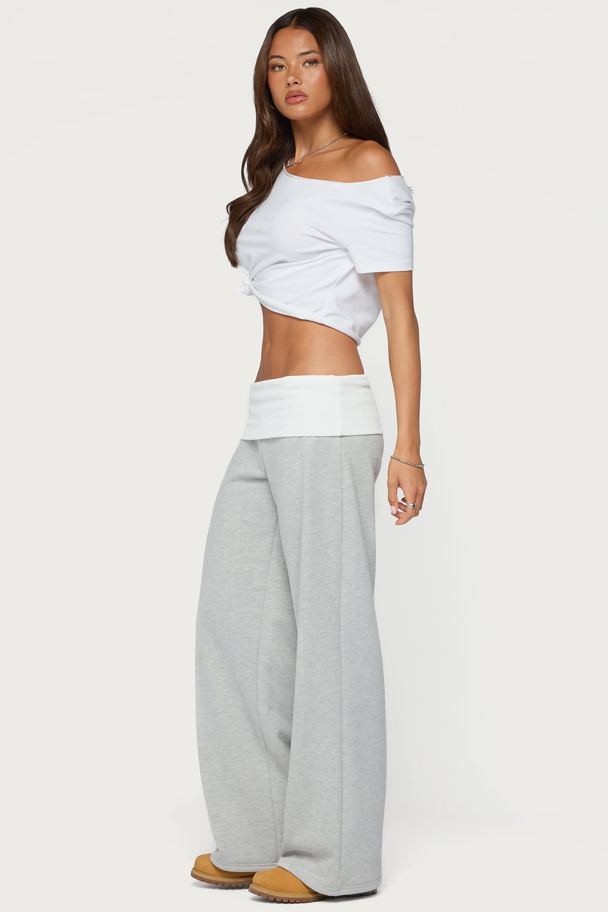Idha Contrast Foldover Baggy Sweatpants