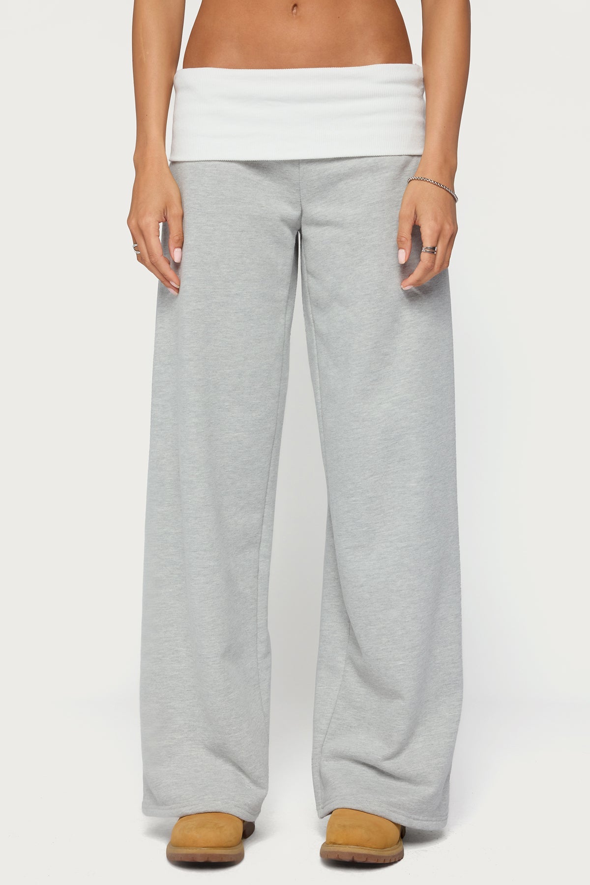 Idha Contrast Foldover Baggy Sweatpants