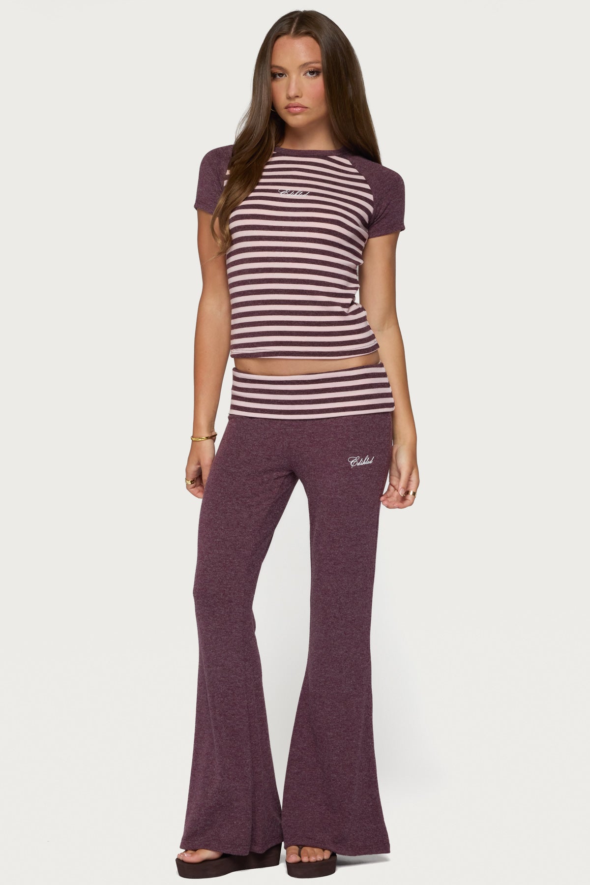 Stay Edikted Stripey Foldover Pants