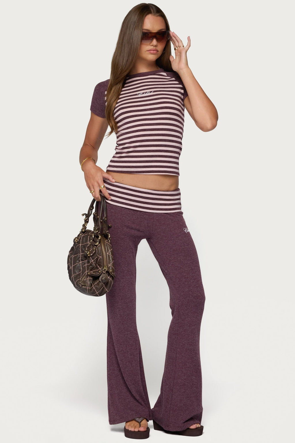Stay Edikted Stripey Foldover Pants