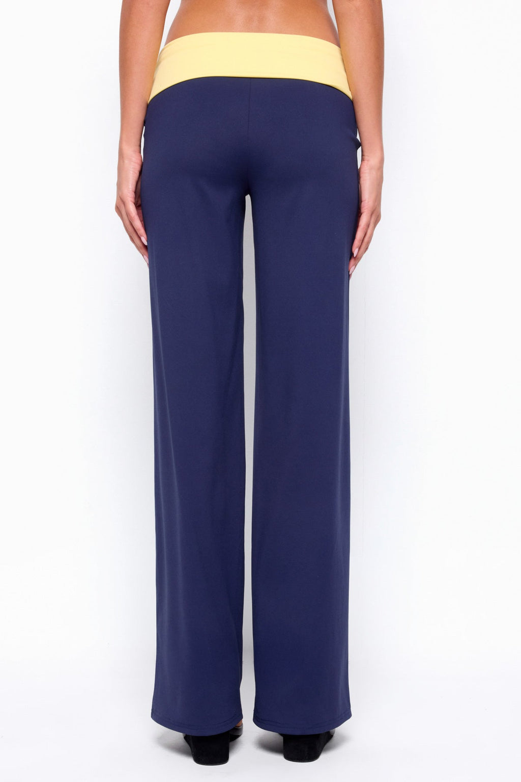 Dayna Contrast Foldover Straight Leg Pants