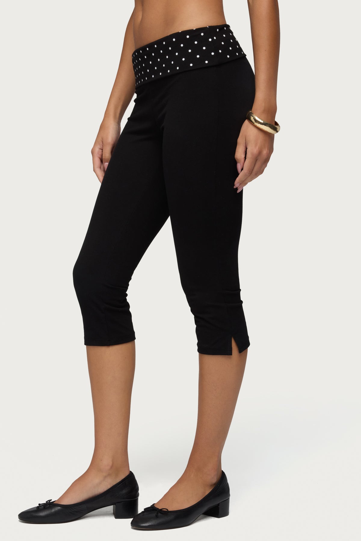 Genni Polka Dot Foldover Capri Pants
