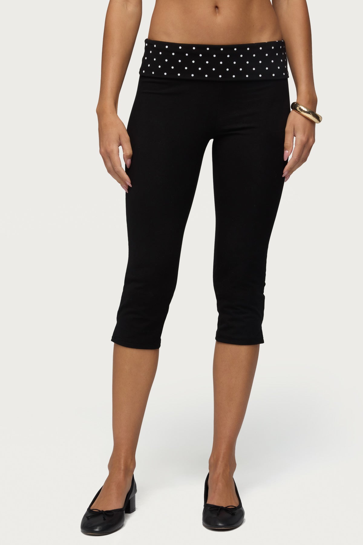 Genni Polka Dot Foldover Capri Pants