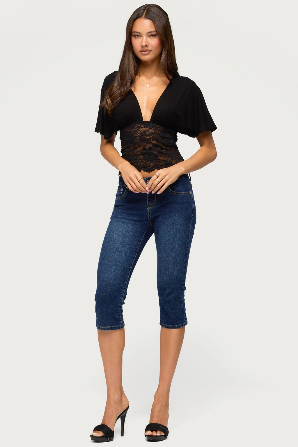 Jaeda Lacey Flutter Plunging Top