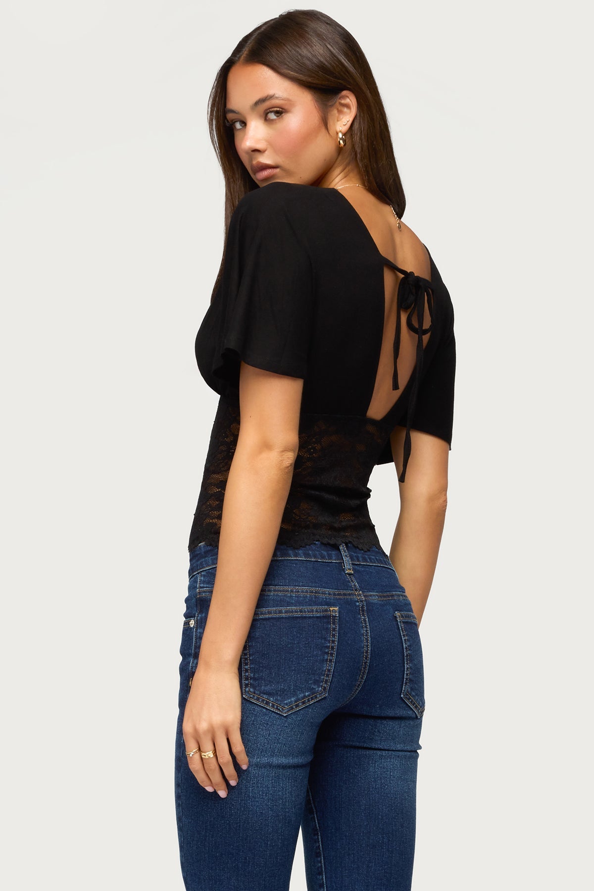 Jaeda Lacey Flutter Plunging Top