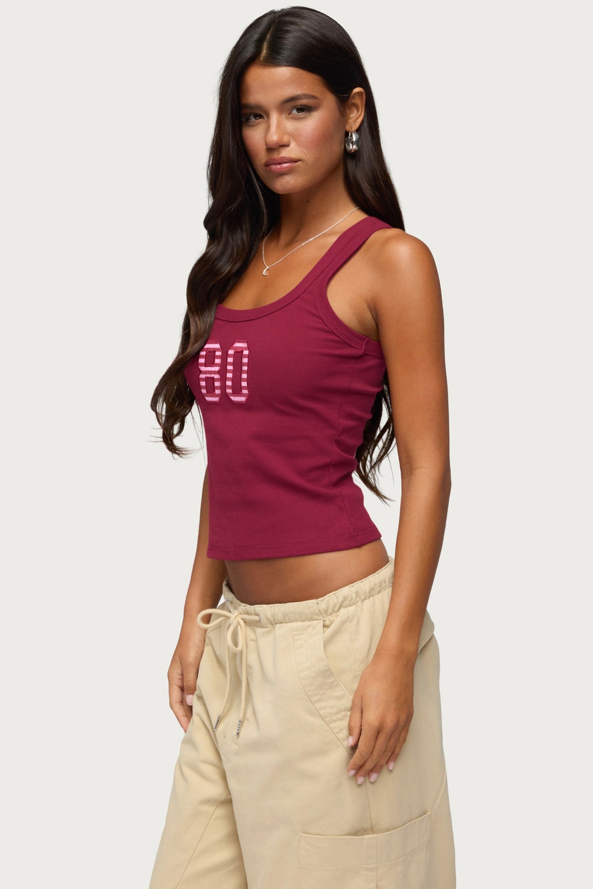 80 Stripey Ribbed Tank Top