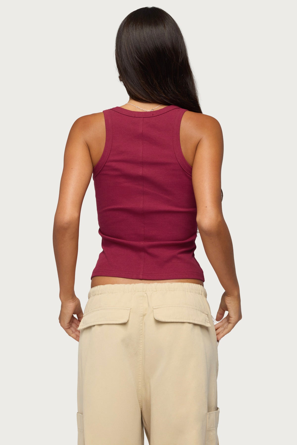 80 Stripey Ribbed Tank Top