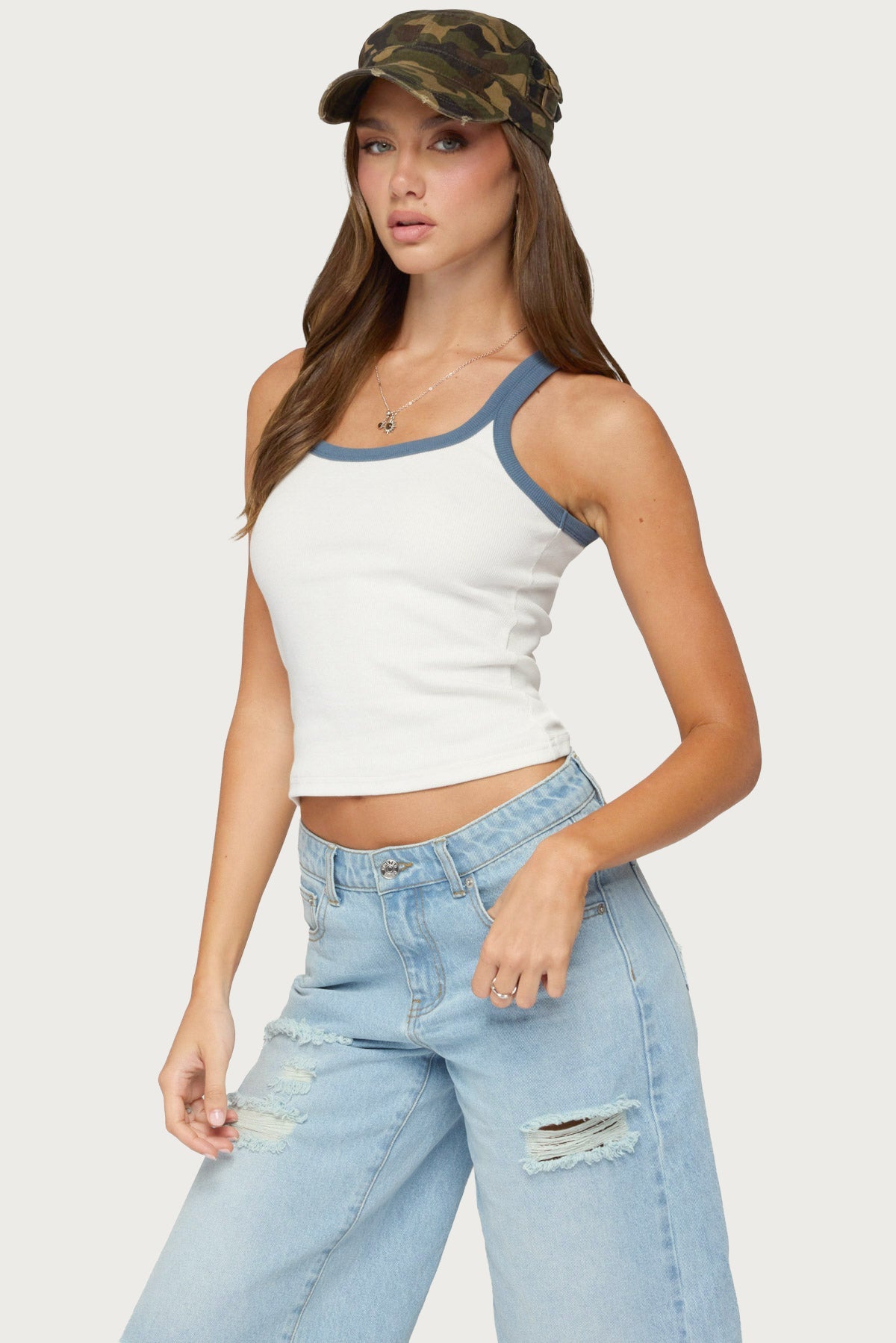 Eida Contrast Ribbed Tank Top