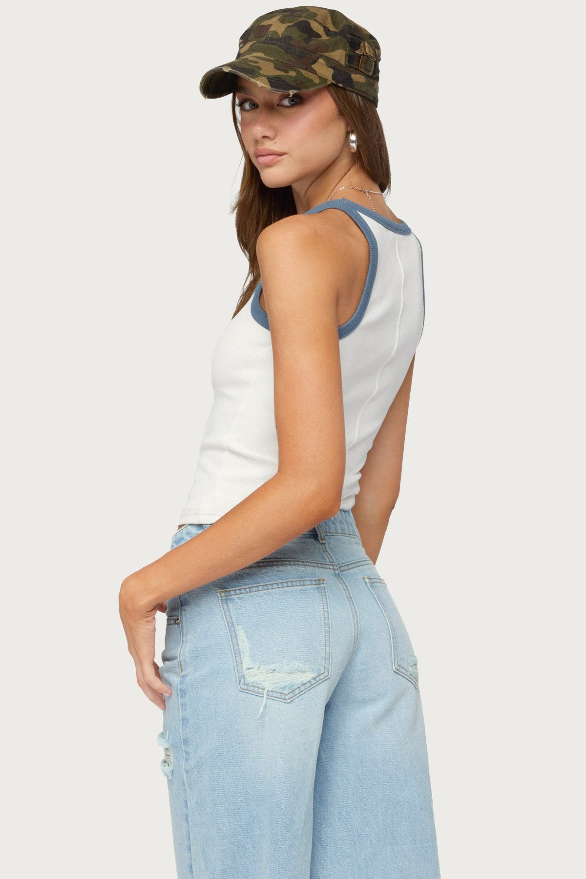 Eida Contrast Ribbed Tank Top