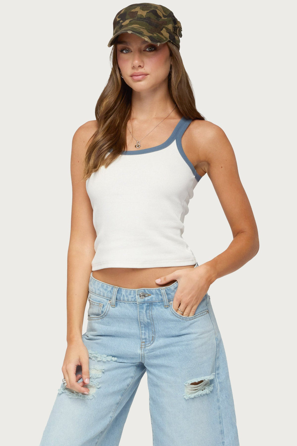 Eida Contrast Ribbed Tank Top