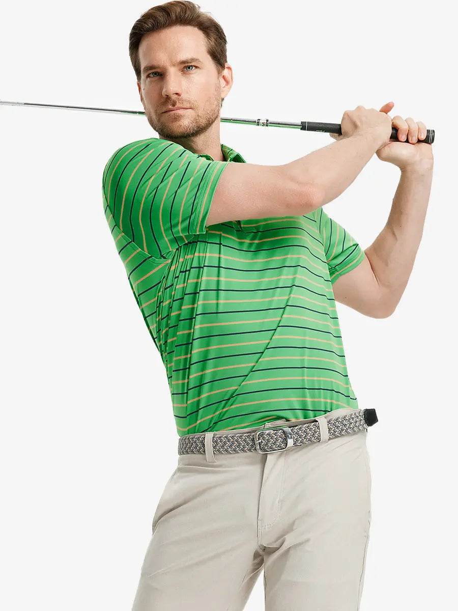 Stylish Stripe Jersey Golf Polo