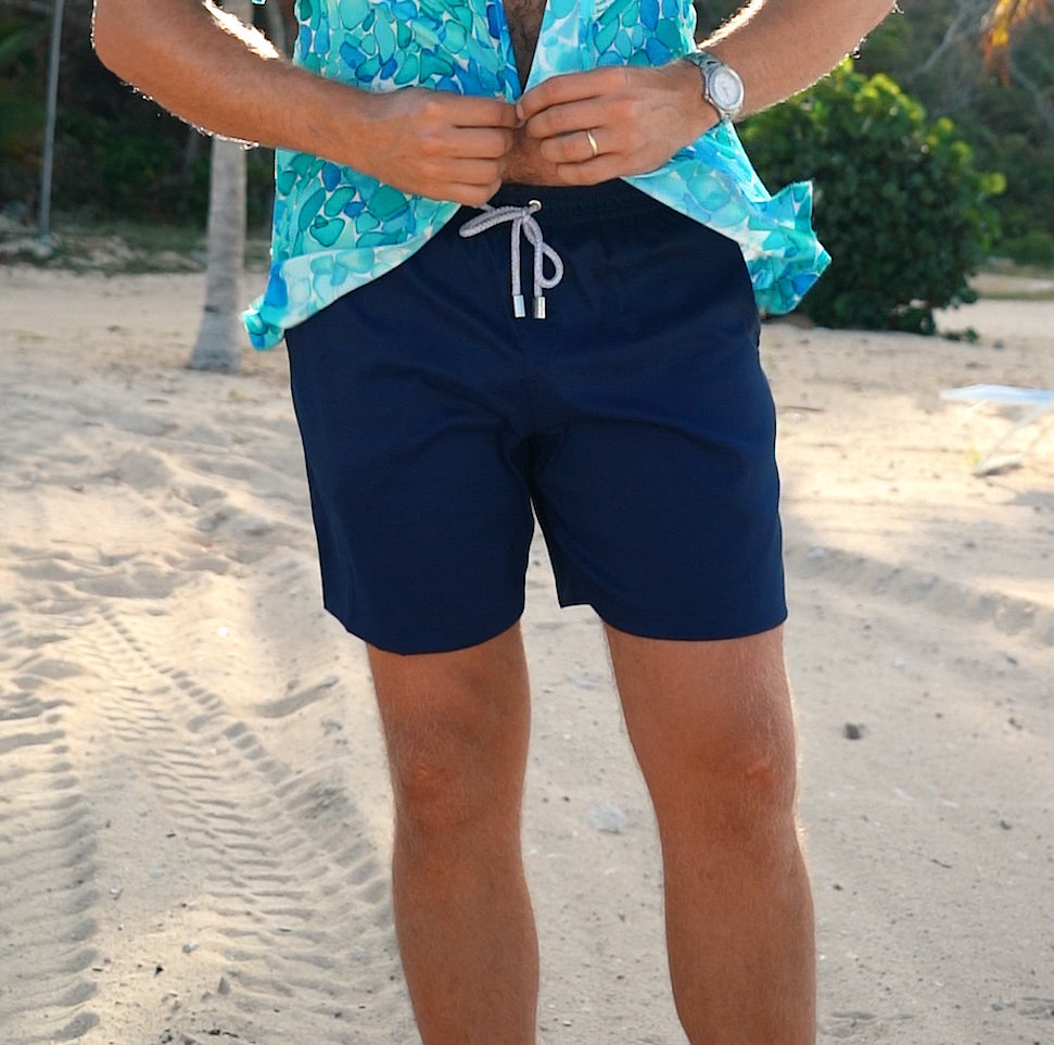 The Smooth Sailor - Navy Swim Trunks